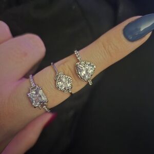Elegant Silver Crystal Ring Set